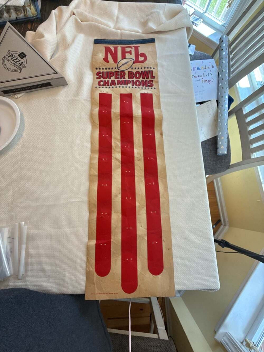Vintage NFL Super Bowl Champions Paper Coin Collector Wall Hanging Banner